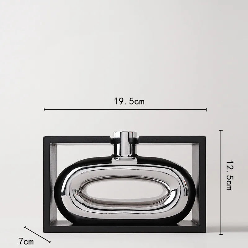 Silver Ceramic Vase Hollow Cutout Frame Hydroponic Flower Arrangement Flower Vase Terrarium Home Decoration Accessories