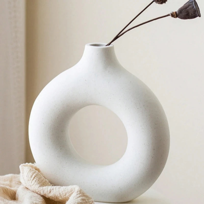 1 piece round vase decoration, imitation ceramic vase, suitable for wedding vase decoration, home living room flower arrangement