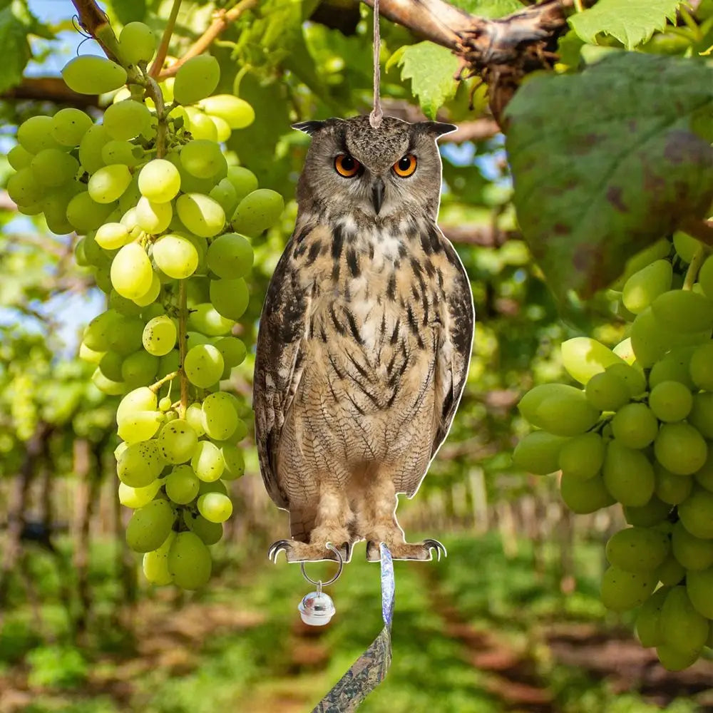 Waterproof Bird Repel Owl Scarecrow Hanging With Bells Fake Bird Scare Device Rectangle Bird Repeller Garden Decoration
