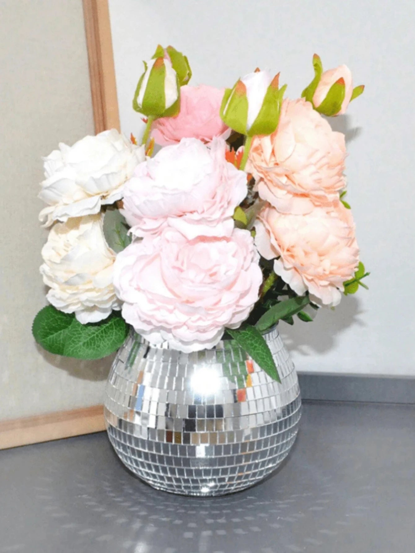 1pc Round Glass Vase Living Room Ornament Shop Atmosphere Decoration Room Pendant Crafts,