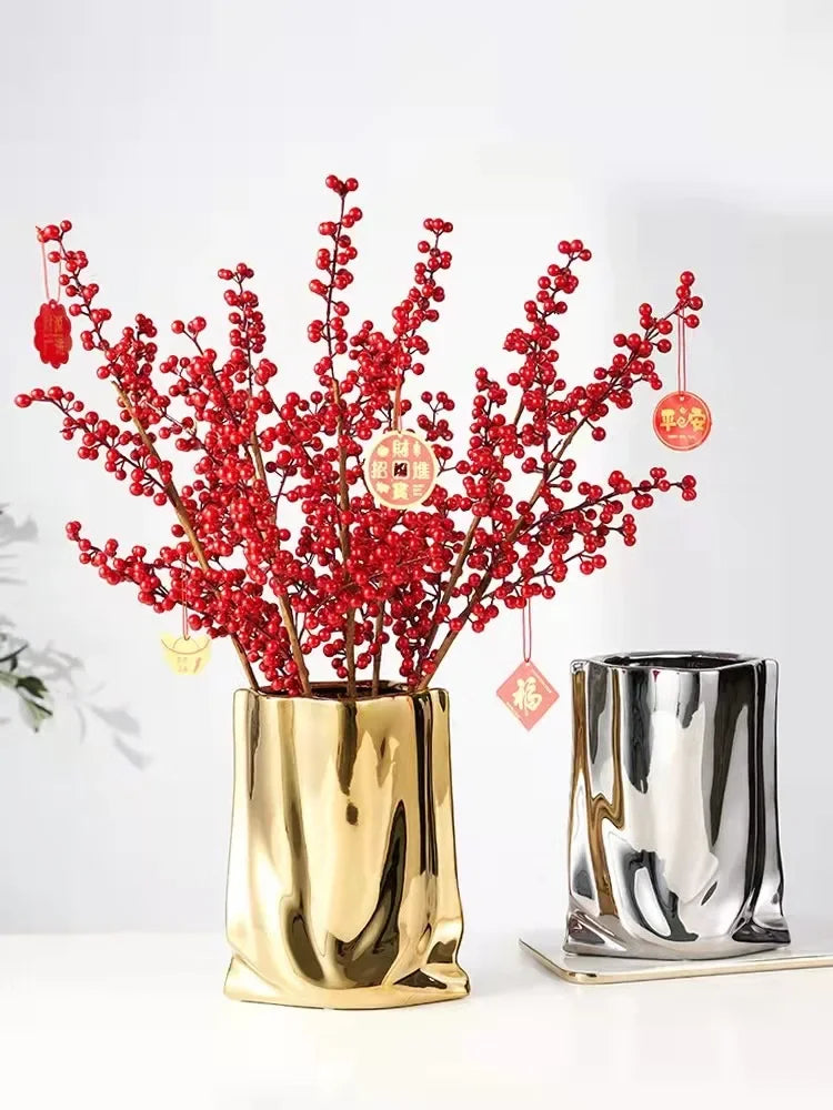 Creative Flower Pots Large Silver Ceramic Flower Cachepot Vase Planters Garden Succulent Plants Potted Modern Home Decoration