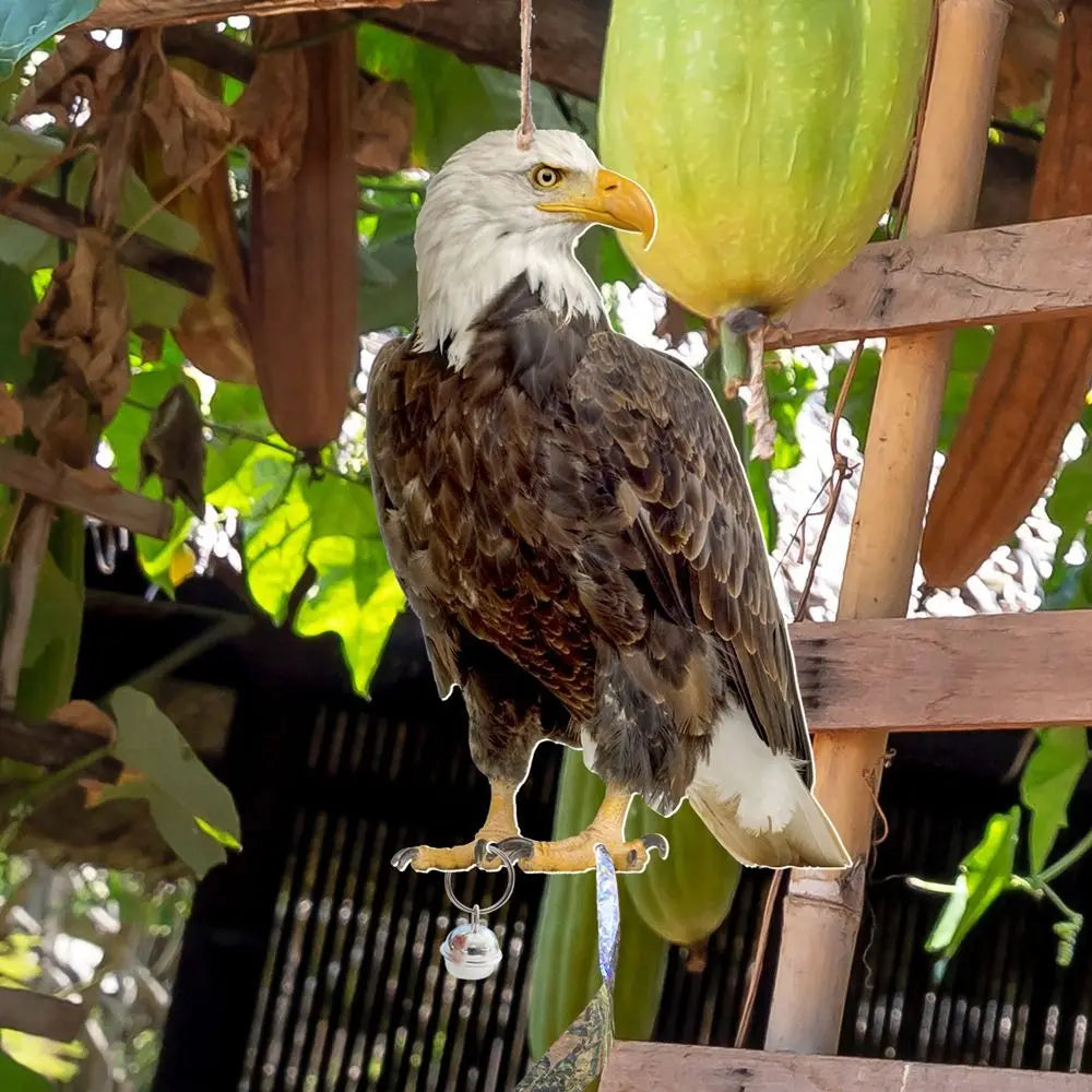 Waterproof Bird Repel Owl Scarecrow Hanging With Bells Fake Bird Scare Device Rectangle Bird Repeller Garden Decoration