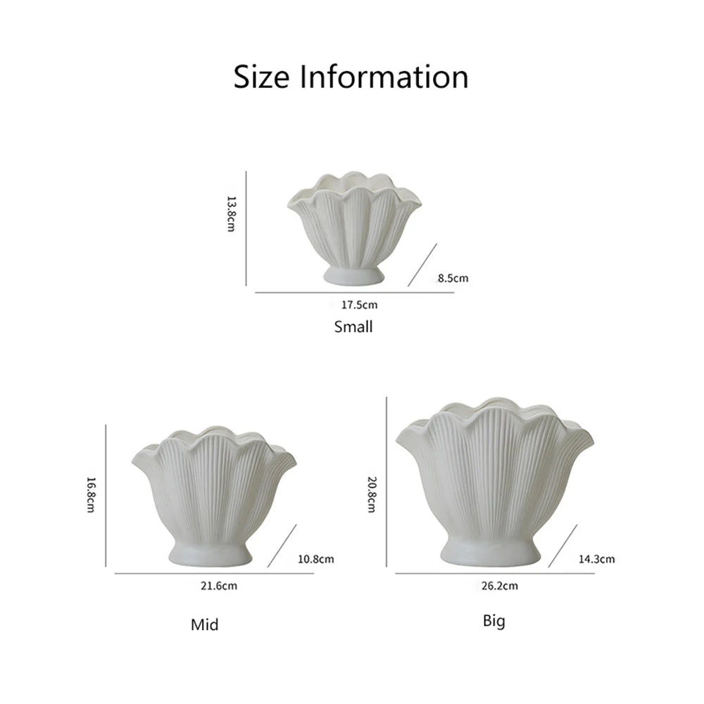 Shell Shape Ceramic Flower Vase Home Decoration Flower Arrangement DIY Flowerpot Flower Pot Storage Bottle Living Room Ornaments