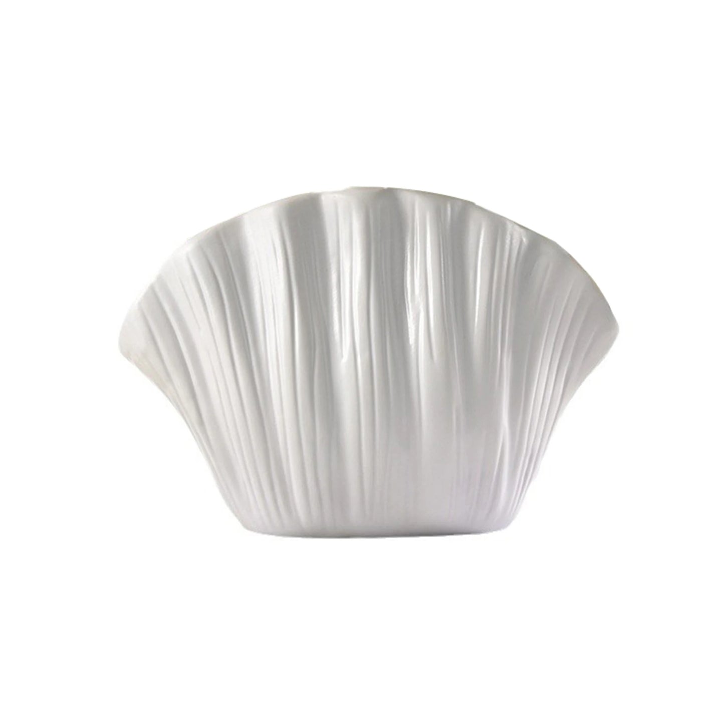 Crumpled/Shell Shaped Flower Vase Stylish Solid White Vase for Home Office Table Centerpieces Decoration