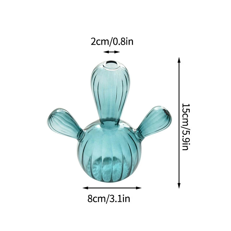 Cactus Shaped Glass Vase for Plant Creative Vase Decoration Home Desktop Decor Transparent Hydroponics Plant Vase Birthday Gift