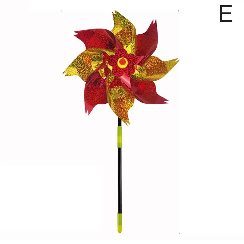 1pc Reflective Birds Repellent Windmills Sparkly Pinwheel With Stake Bird Scare Devices For Spring Garden Decor Supplies