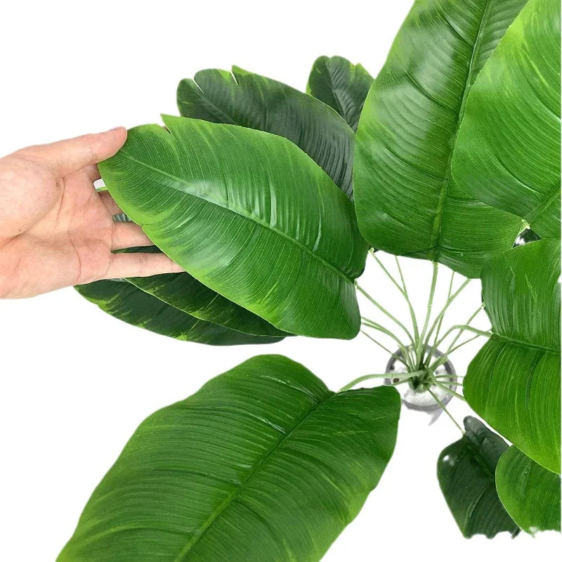 1 pcs Artificial Banana Tree Fake Palm Leaf Monstera Leaf Large Tropical Palm Tree Realistic Green Plant for Home Decoration