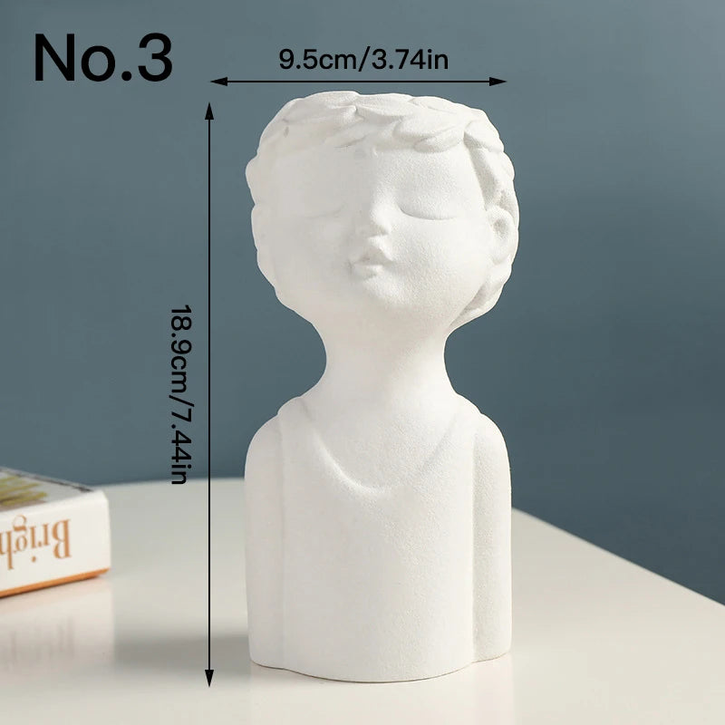 Cute Boy Girl Vase Ceramic Hydroponic Vase Dried Flower Decoration Flower Arrangement Desktop Ornament Home Office Decor