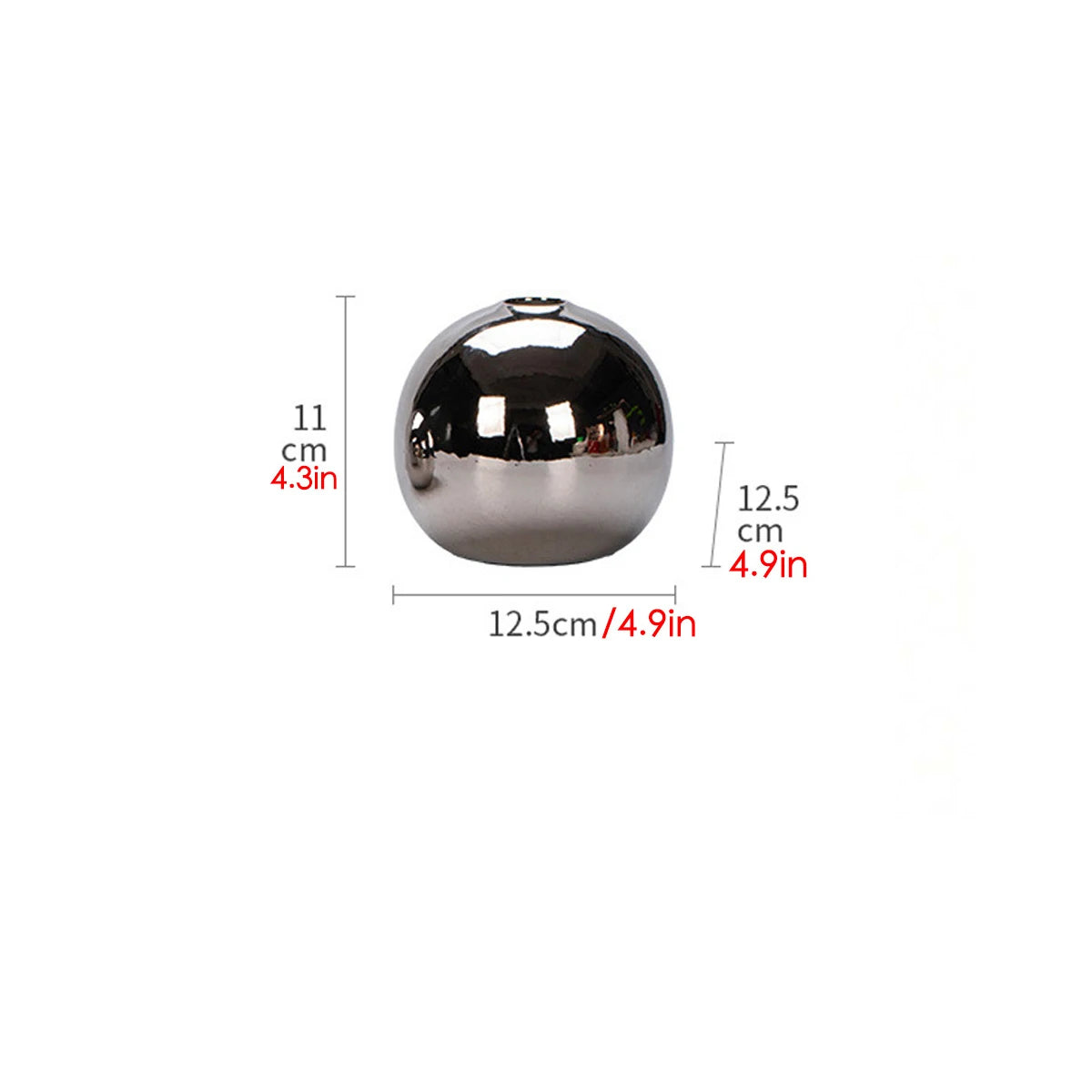 Luxury Galvanized Silver Ball Ceramic Vase Living Room Dining Table Art Vase Plant Flower Flower Arrangement Countertop Ornament