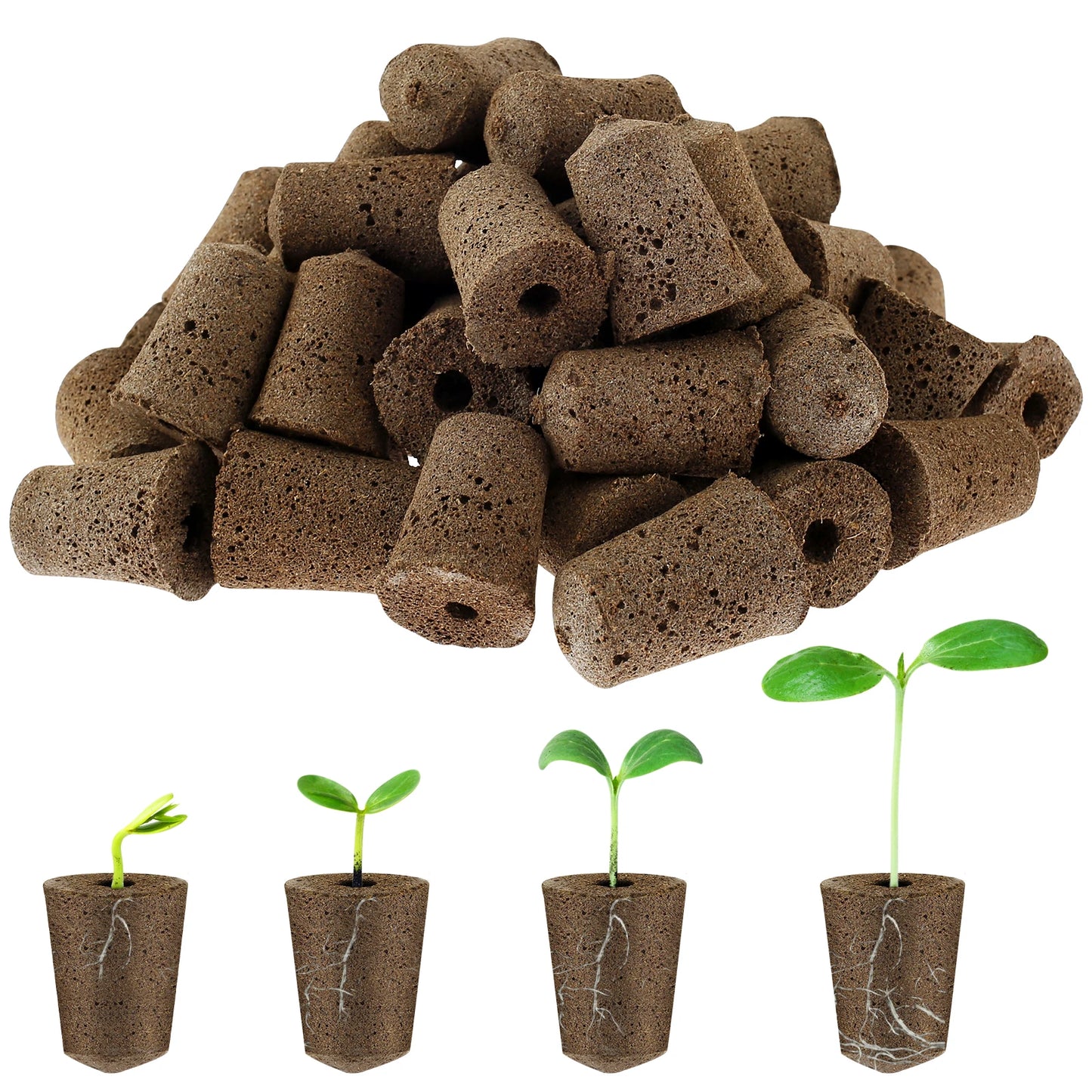 50 Pack Seed Grow Sponges Hydroponics Starter Replacement Root Growth Sponges Gardening Pod Garden Planting Accessories