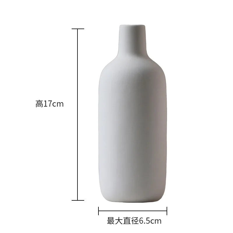 Nordic Simple Plain Ceramic Vase Modern White Beige Dried Flower Bottle Living Room Porch TV Cabinet Art Aesthetic Ornaments