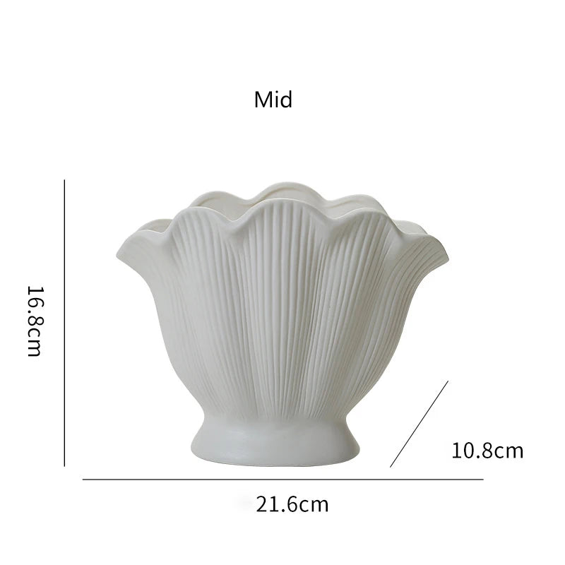 Shell Shape Ceramic Flower Vase Home Decoration Flower Arrangement DIY Flowerpot Flower Pot Storage Bottle Living Room Ornaments