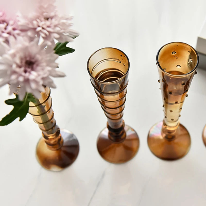 Retro Glass Vase Plant Hydroponic Terrarium Desktop Vase Glass Crafts DIY Aromatherapy Bottle Flower Arrangement Decoration