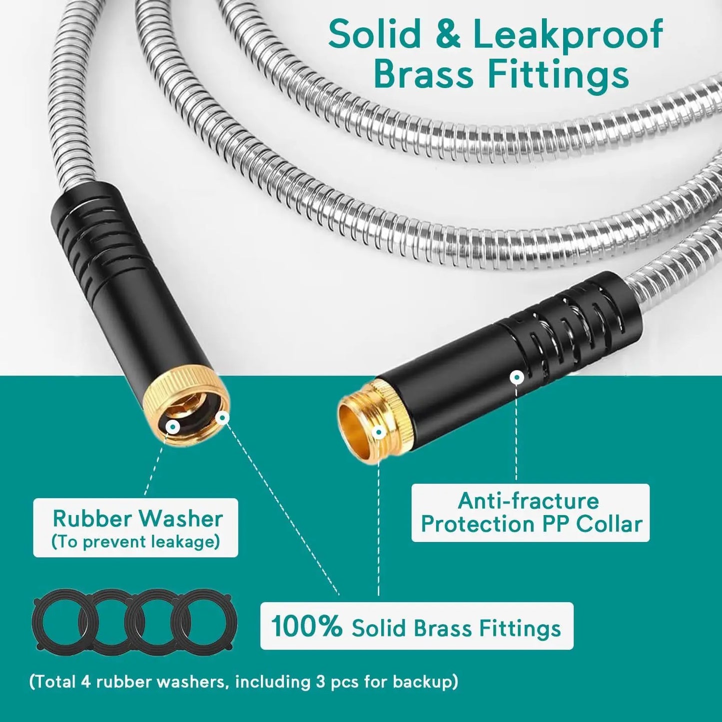 100ft Stainless Steel Garden Hose Metal Water Hose Patio Outdoor RV Car Wash Hose Watering Gun Hose Gardening Accessories