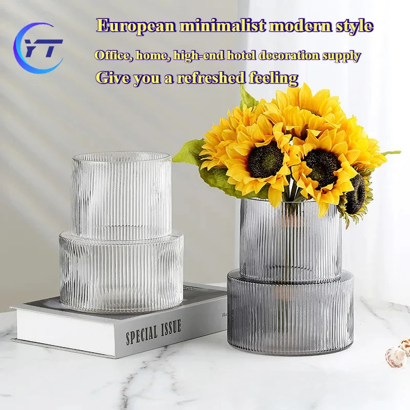 Light luxury, simple and high-end vase, home dining table, office glass vase, hydroponic flower decoration, decorative ornaments