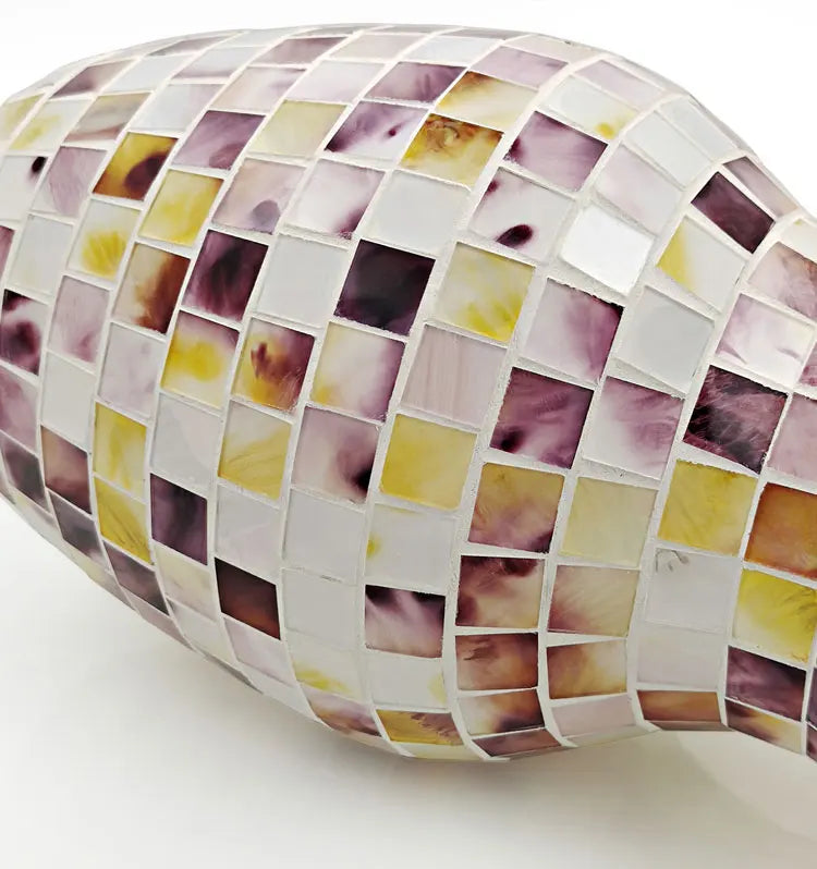 European Style Pastoral Mosaic Glass Vase, Pink and Purple, Fashion Home and Restaurant Decoration Furnishings