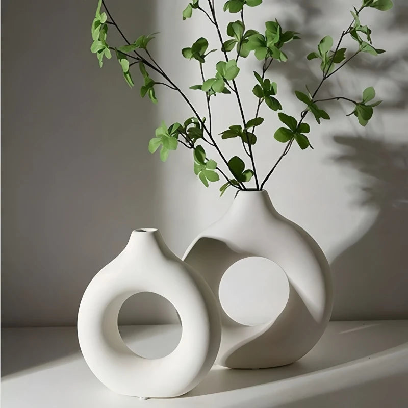 1 piece round vase decoration, imitation ceramic vase, suitable for wedding vase decoration, home living room flower arrangement