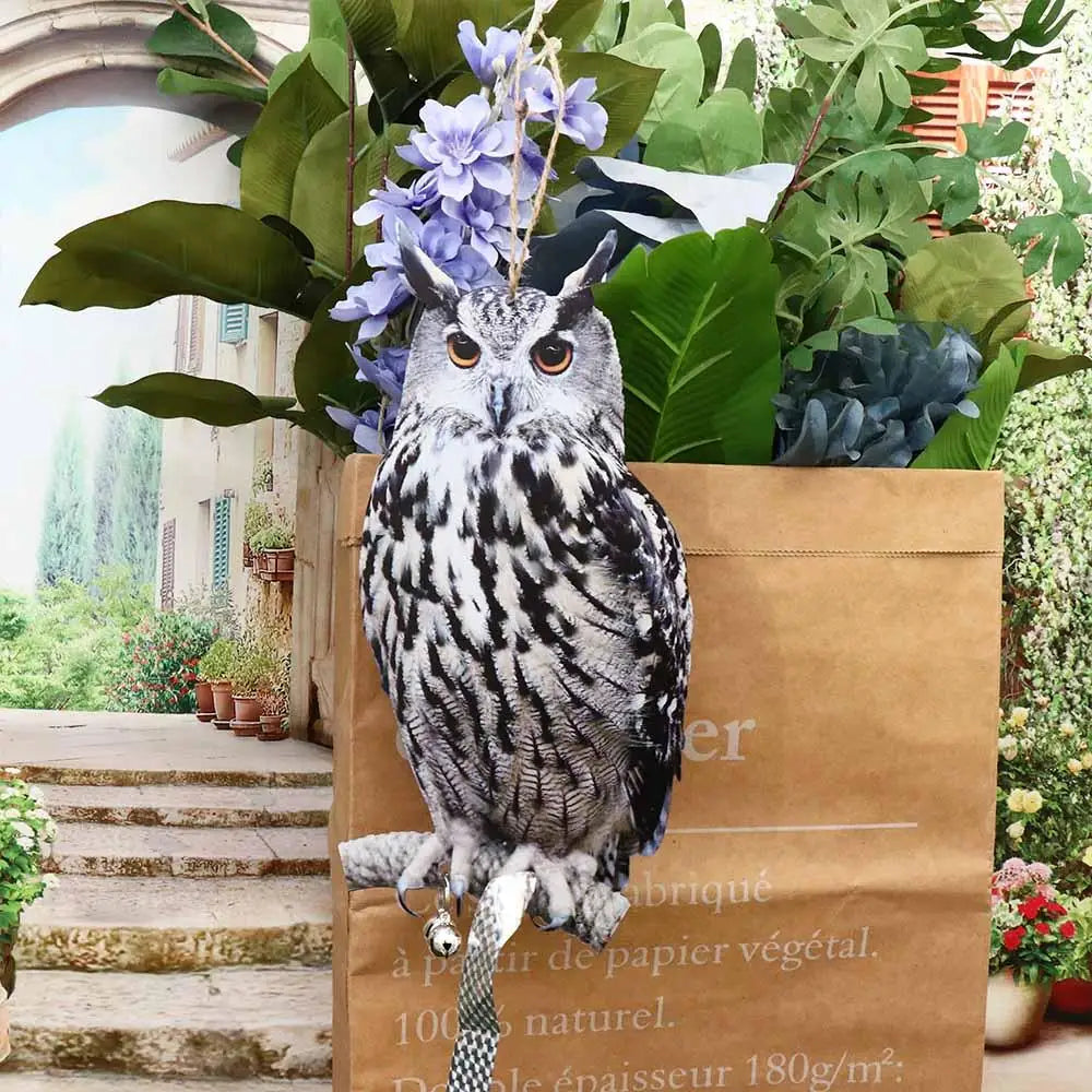 Waterproof Bird Repel Owl Scarecrow Hanging With Bells Fake Bird Scare Device Rectangle Bird Repeller Garden Decoration