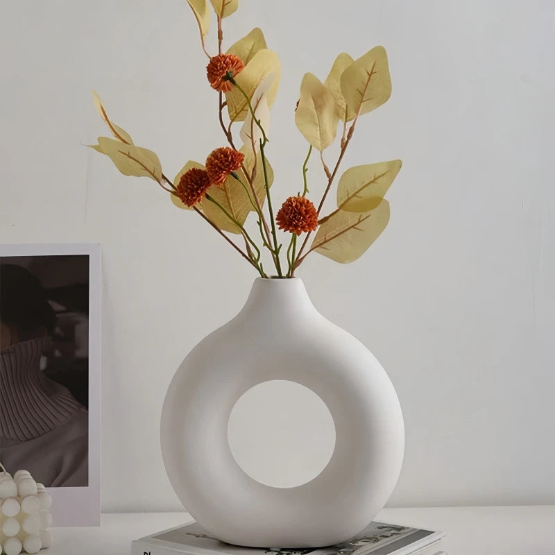 1 piece round vase decoration, imitation ceramic vase, suitable for wedding vase decoration, home living room flower arrangement