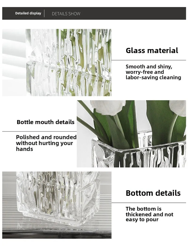 Livetai Modern Minimalist Glass Vase Scandinavian Living Room Transparent Flower Holder Hydroponic Water Home Decor