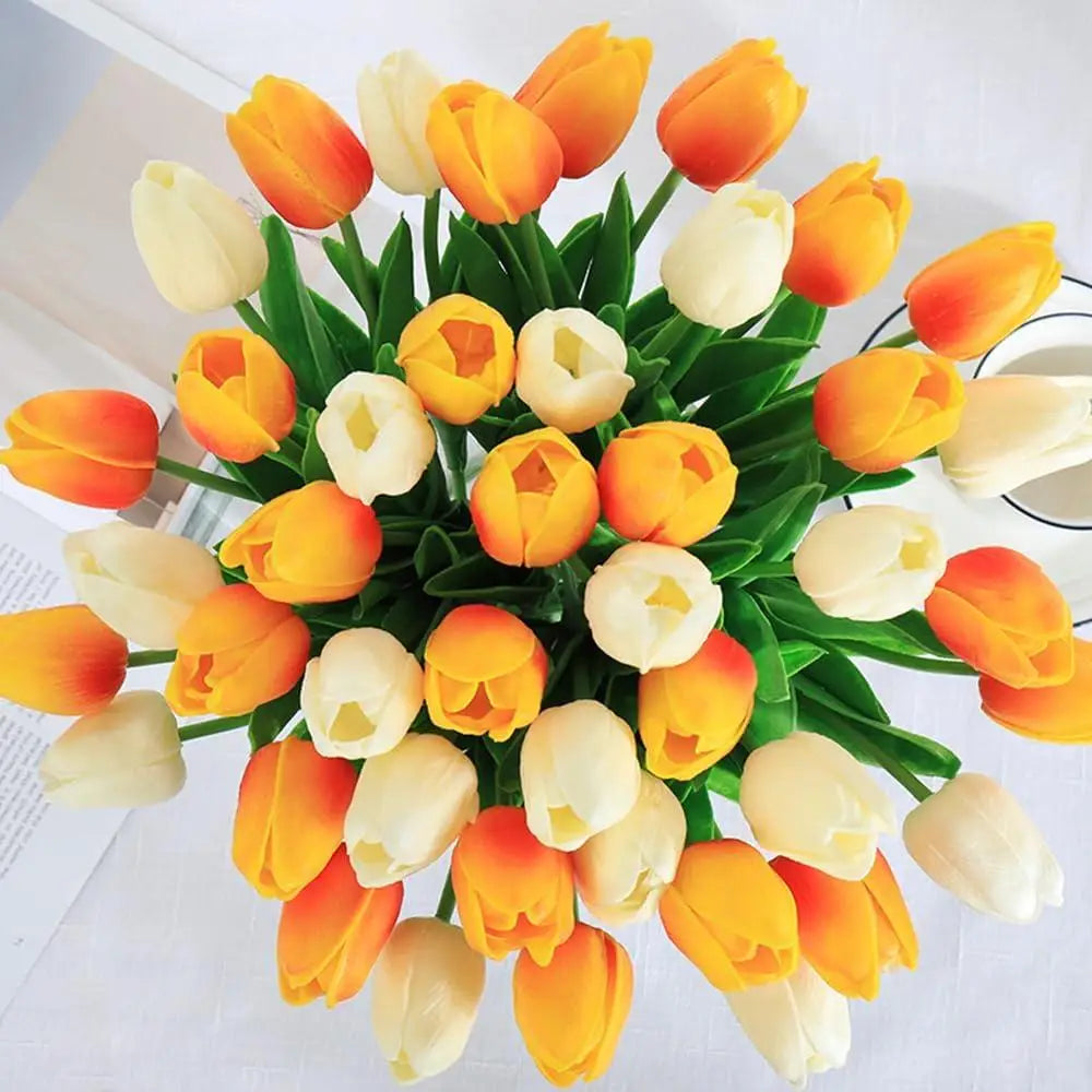 1/3/5/10pcs Tulips Artificial Flowers White Fake Tulips Bouquet Silicone Tulip Flower Home Decor Valentines Gift Wedding Bouquet