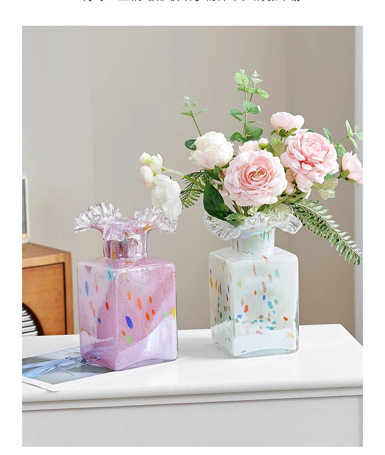 Glass Vase Purple Wave Floral Arrangement Accessories Hydroponics Terrarium Flower Vase Home Decoration Accessories