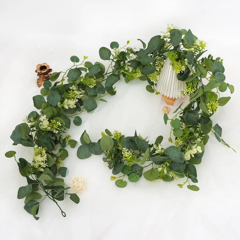 1.8m Artificial Flowers Eucalyptus Garland Greenery Fake Hanging Vines for Weddings Home Garden Outdoor Garden Arch Wall Decor