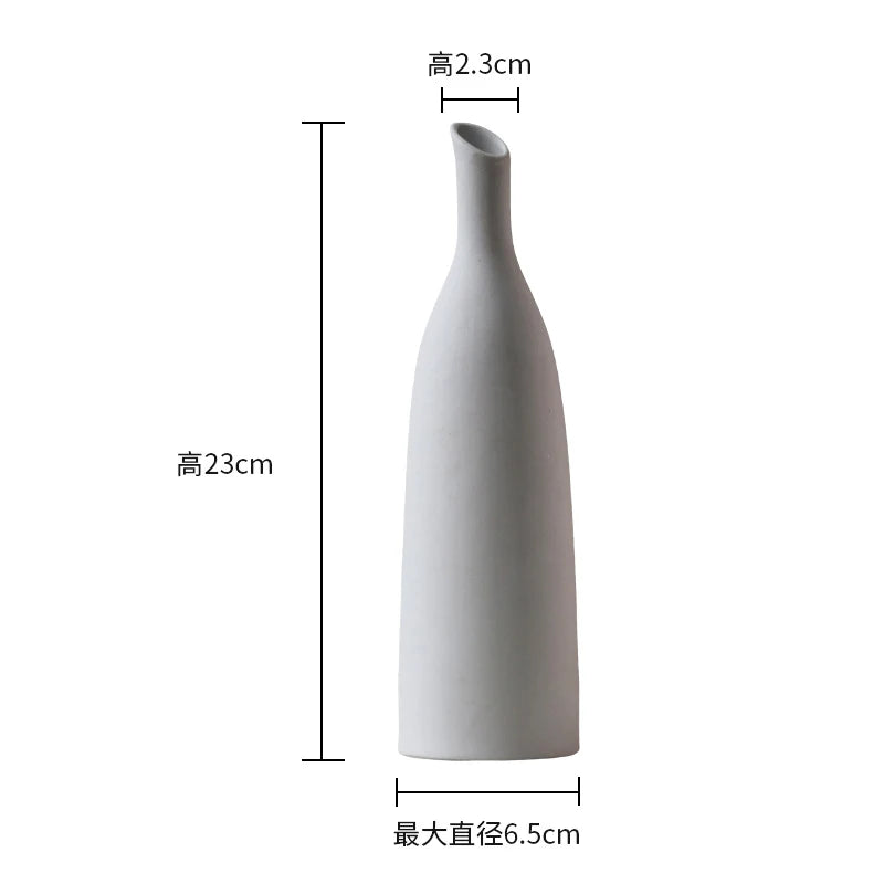 Nordic Simple Plain Ceramic Vase Modern White Beige Dried Flower Bottle Living Room Porch TV Cabinet Art Aesthetic Ornaments