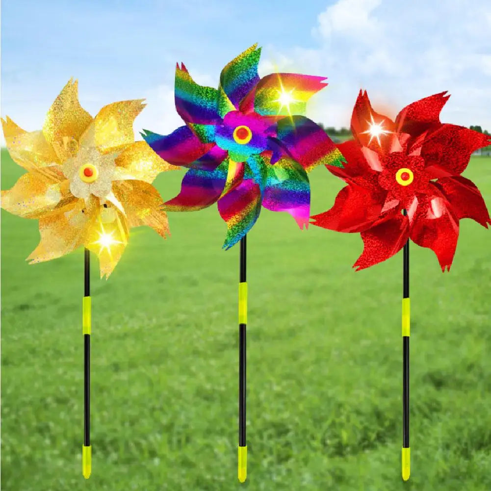 1pc Reflective Birds Repellent Windmills Sparkly Pinwheel With Stake Bird Scare Devices For Spring Garden Decor Supplies