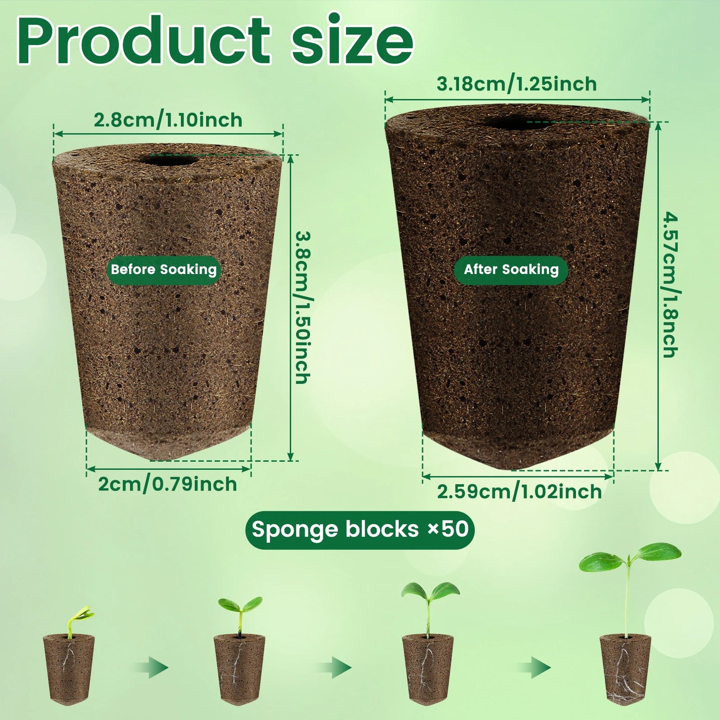50 Pack Seed Grow Sponges Hydroponics Starter Replacement Root Growth Sponges Gardening Pod Garden Planting Accessories