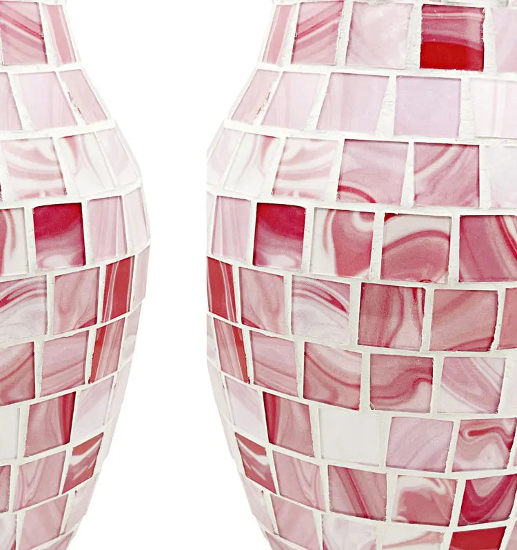 European Style Pastoral Mosaic Glass Vase, Pink and Purple, Fashion Home and Restaurant Decoration Furnishings