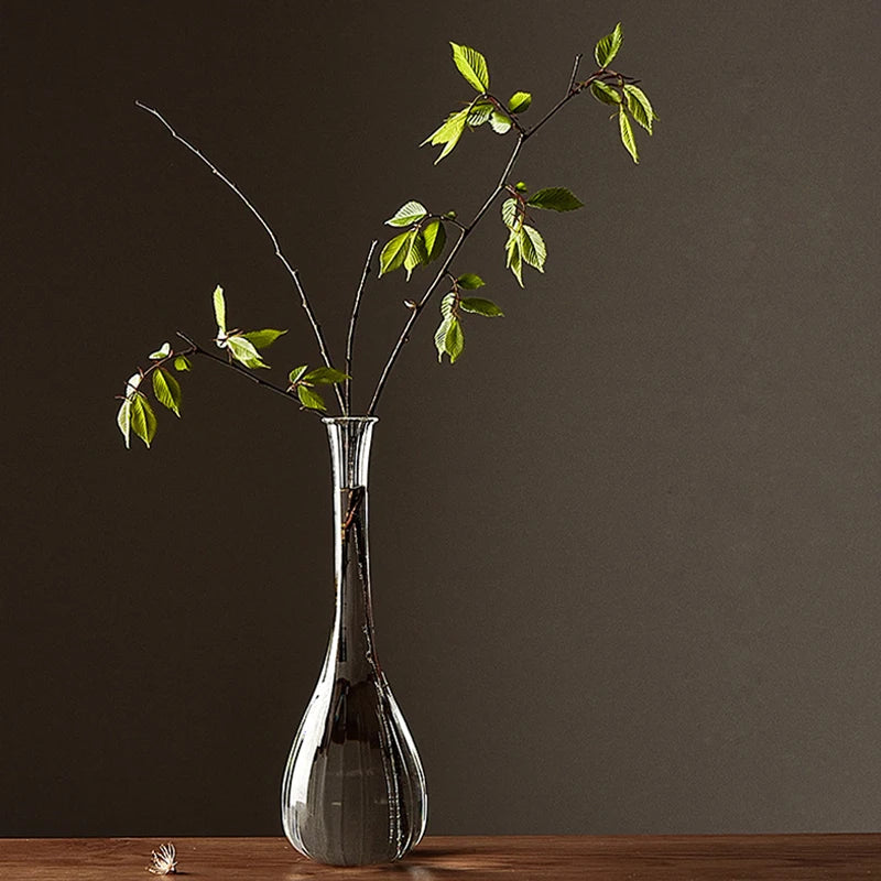 Japan Style Transparent Glass Vase Zen Flower Arrangement Dry Flower Small Mouth Flower Vase for Wedding Home Room Decoration