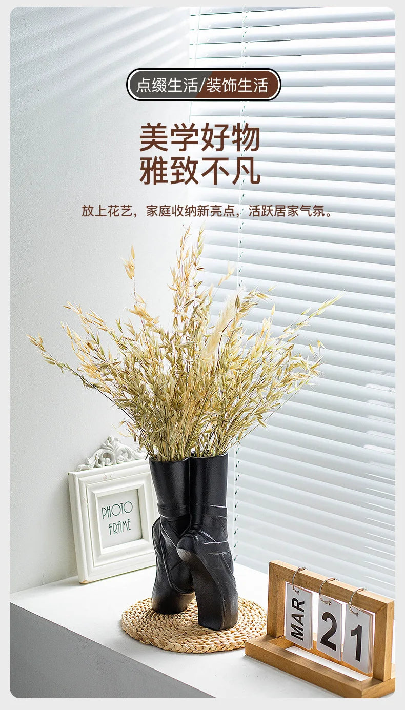 Ballet Shoes Vase Ceramic Dried Flower Vases Desktop Decoration Flower Arrangement Art Home Decor Accessories Daughter's Gift