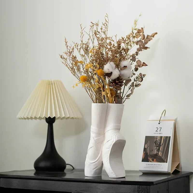 Ballet Shoes Vase Ceramic Dried Flower Vases Desktop Decoration Flower Arrangement Art Home Decor Accessories Daughter's Gift