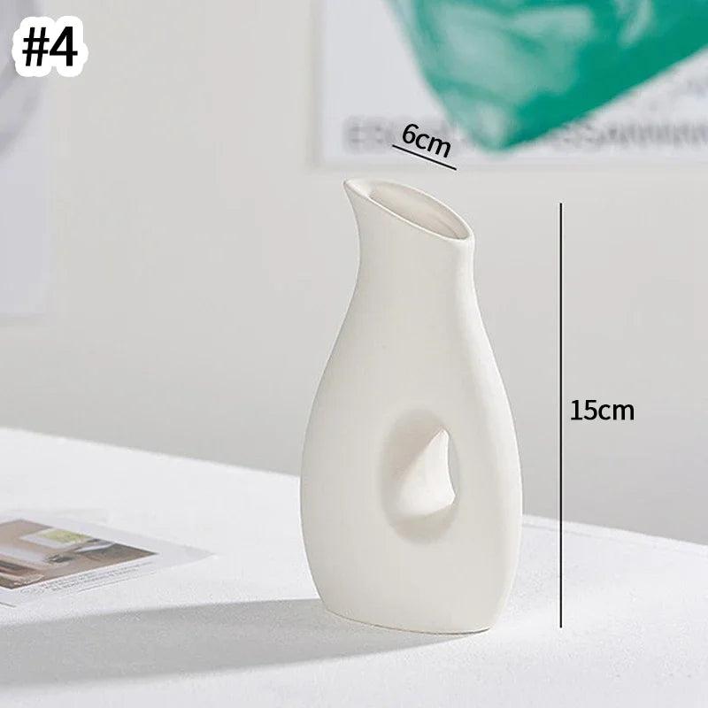 Ceramic Vase White Flower Pot Nordic Decorative Vase Dry Flower Vases for Home Living Room Desktop Decor ваза для цве