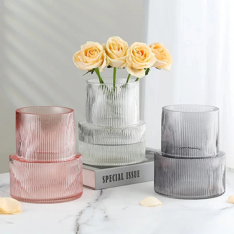Light luxury, simple and high-end vase, home dining table, office glass vase, hydroponic flower decoration, decorative ornaments