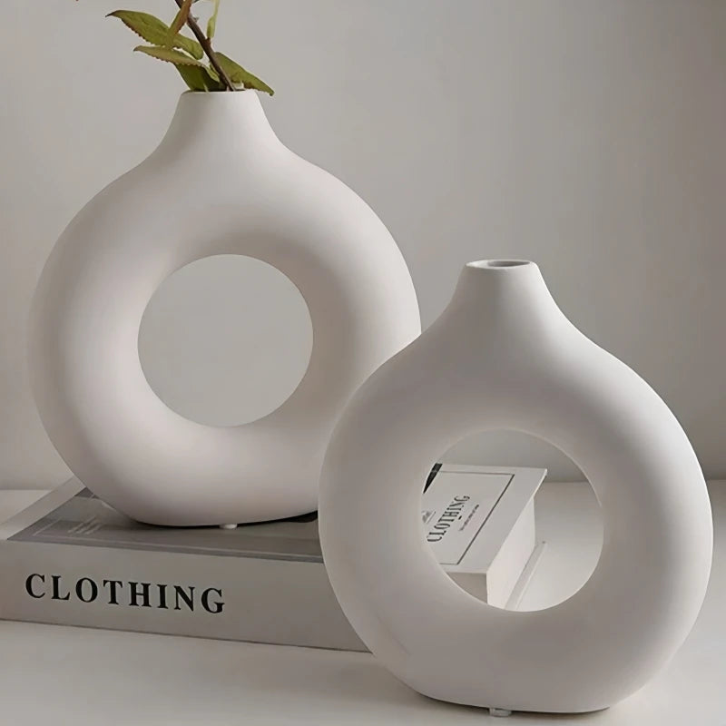 1 piece round vase decoration, imitation ceramic vase, suitable for wedding vase decoration, home living room flower arrangement