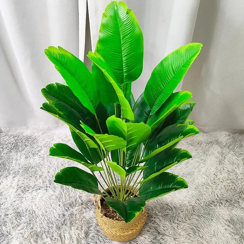 1 pcs Artificial Banana Tree Fake Palm Leaf Monstera Leaf Large Tropical Palm Tree Realistic Green Plant for Home Decoration
