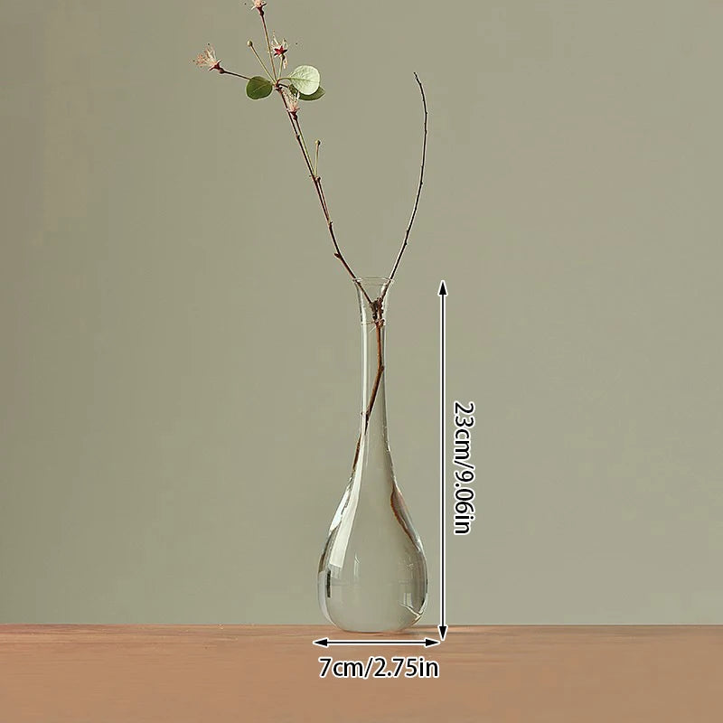Japan Style Transparent Glass Vase Zen Flower Arrangement Dry Flower Small Mouth Flower Vase for Wedding Home Room Decoration