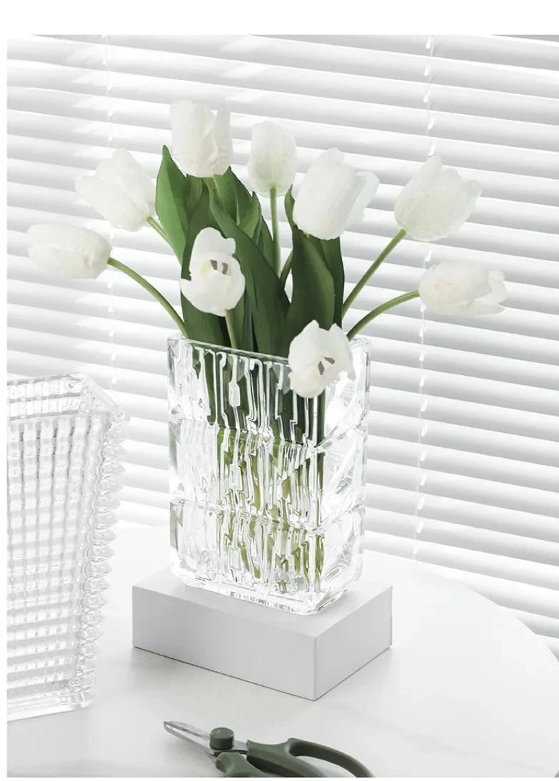 Livetai Modern Minimalist Glass Vase Scandinavian Living Room Transparent Flower Holder Hydroponic Water Home Decor