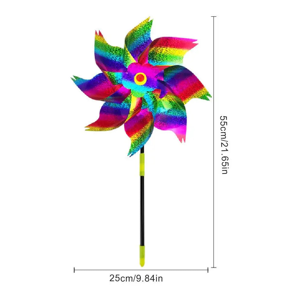 1pc Reflective Birds Repellent Windmills Sparkly Pinwheel With Stake Bird Scare Devices For Spring Garden Decor Supplies