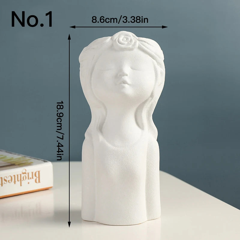 Cute Boy Girl Vase Ceramic Hydroponic Vase Dried Flower Decoration Flower Arrangement Desktop Ornament Home Office Decor