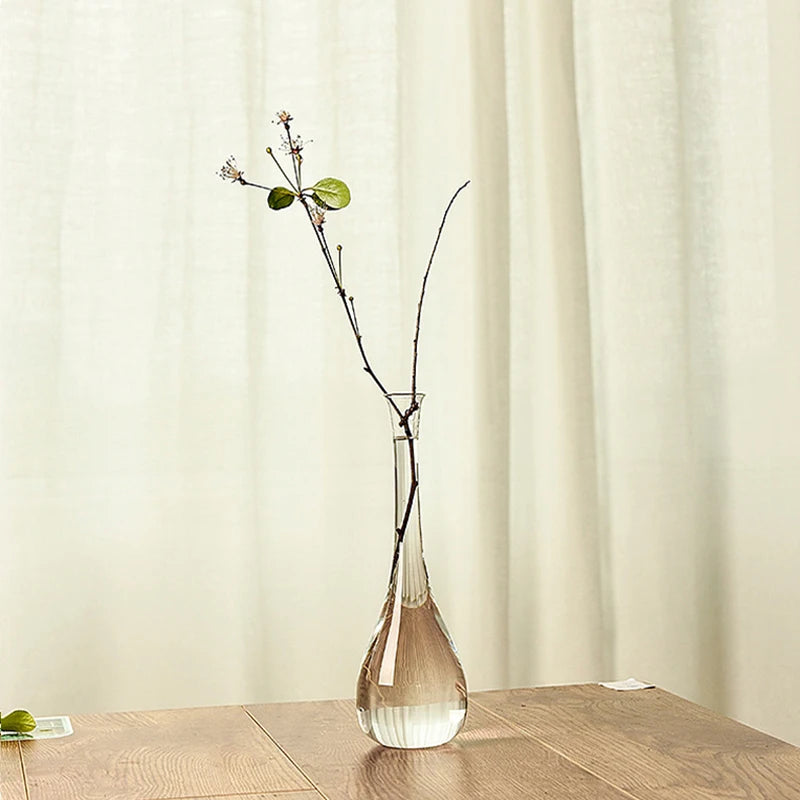 Japan Style Transparent Glass Vase Zen Flower Arrangement Dry Flower Small Mouth Flower Vase for Wedding Home Room Decoration