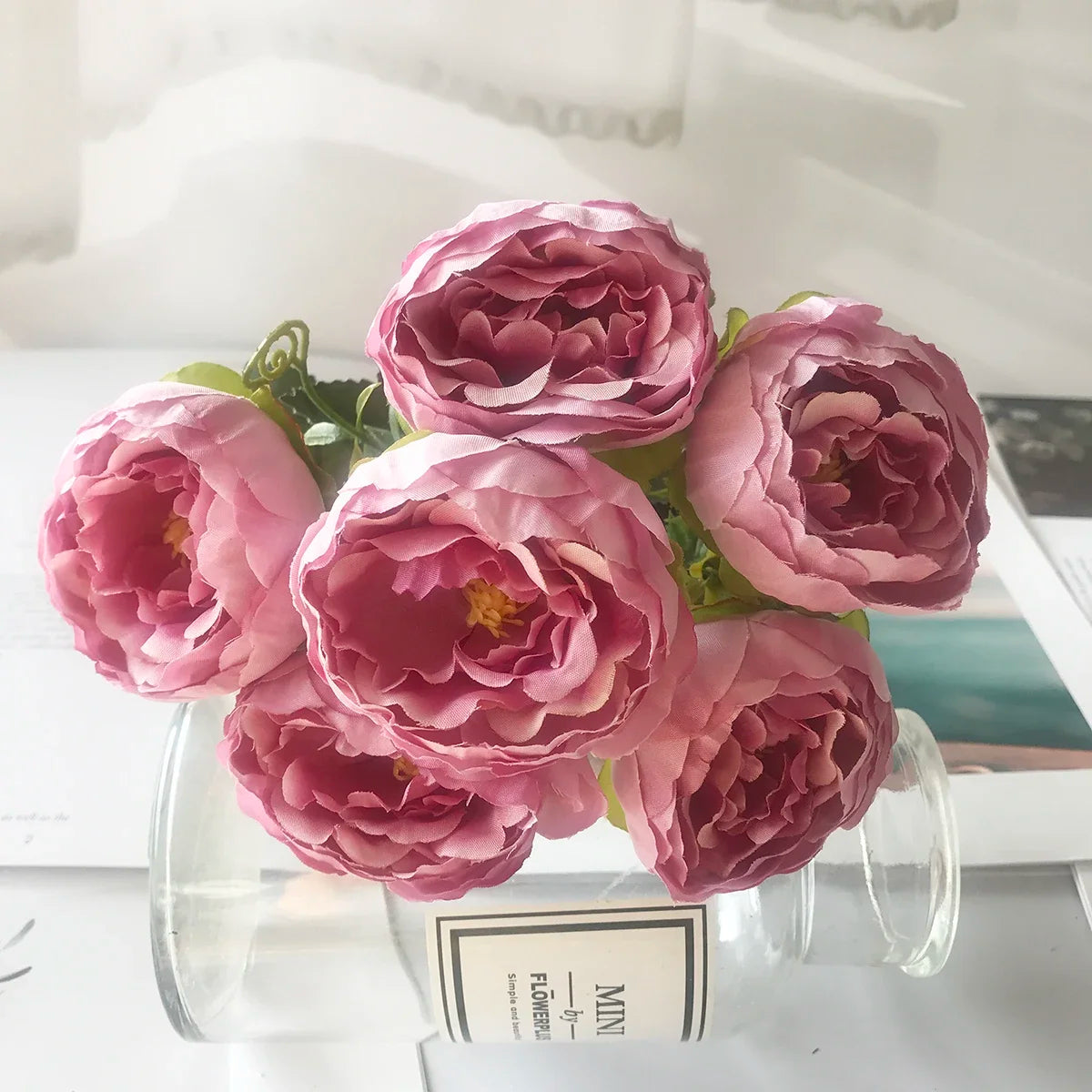1 Bouquet purple Artificial Flowers Peony Tea Rose Autumn Silk Fake Flowers for DIY Living Room Home Garden Wedding Decoration
