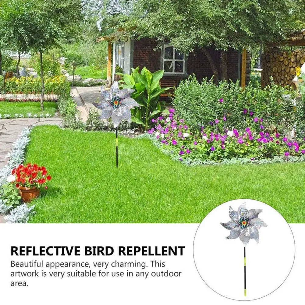 1pc Reflective Birds Repellent Windmills Sparkly Pinwheel With Stake Bird Scare Devices For Spring Garden Decor Supplies
