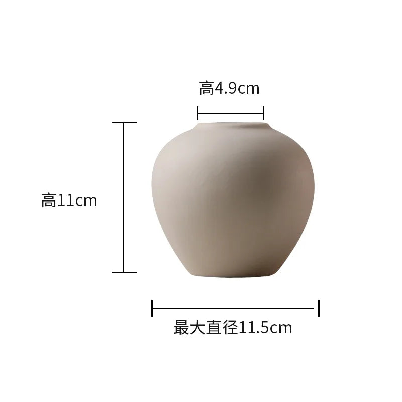 Nordic Simple Plain Ceramic Vase Modern White Beige Dried Flower Bottle Living Room Porch TV Cabinet Art Aesthetic Ornaments
