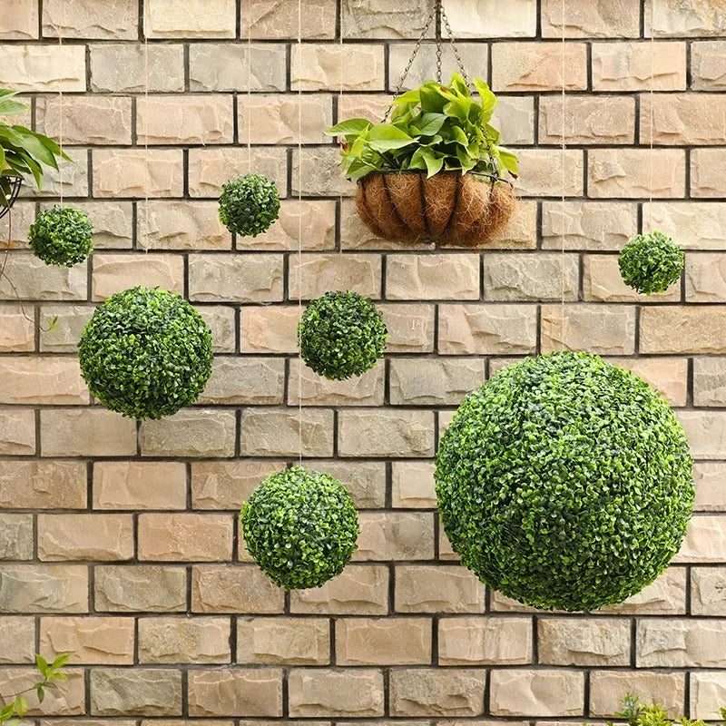 10-48cm artificial green plant grass ball simulated boxwood decorative ball balcony courtyard garden wedding home decoration