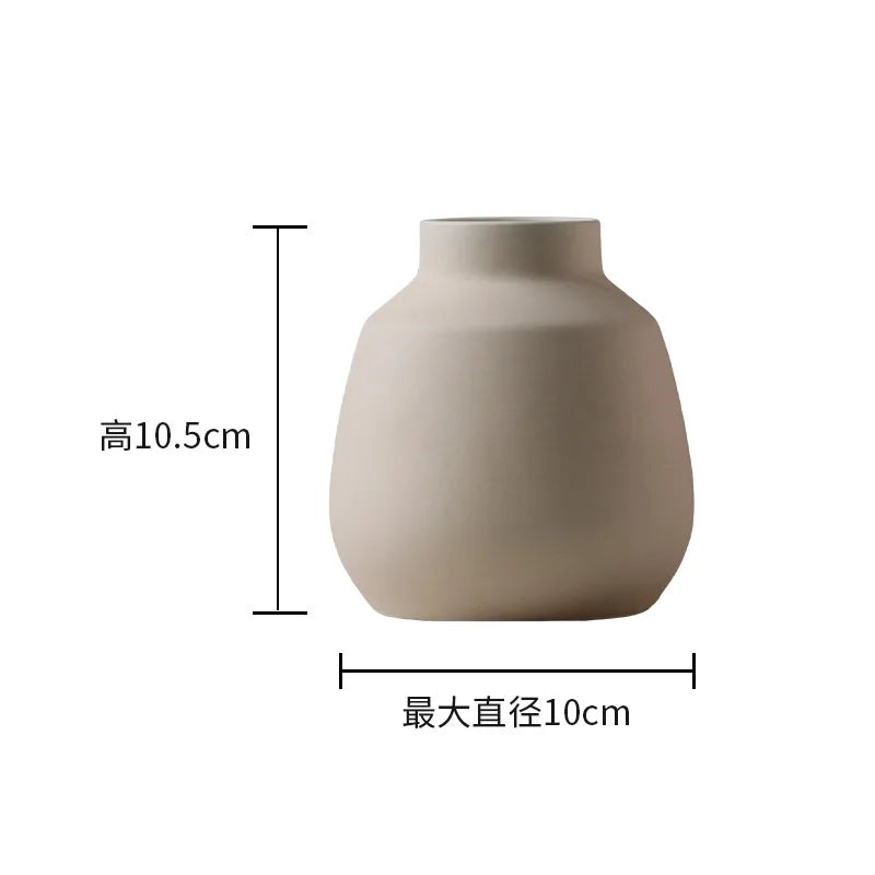 Nordic Simple Plain Ceramic Vase Modern White Beige Dried Flower Bottle Living Room Porch TV Cabinet Art Aesthetic Ornaments