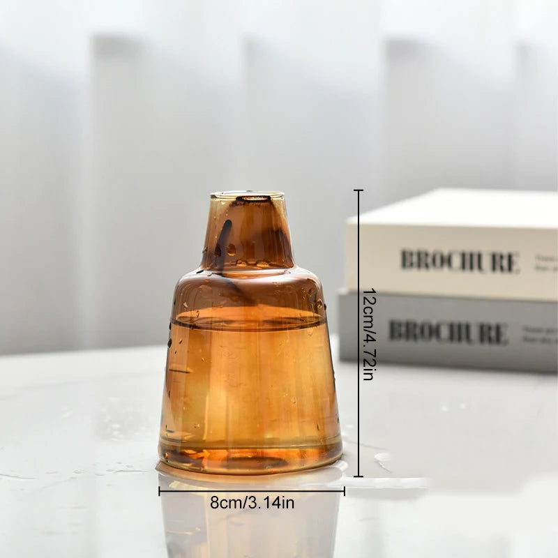 Retro Glass Vase Plant Hydroponic Terrarium Desktop Vase Glass Crafts DIY Aromatherapy Bottle Flower Arrangement Decoration