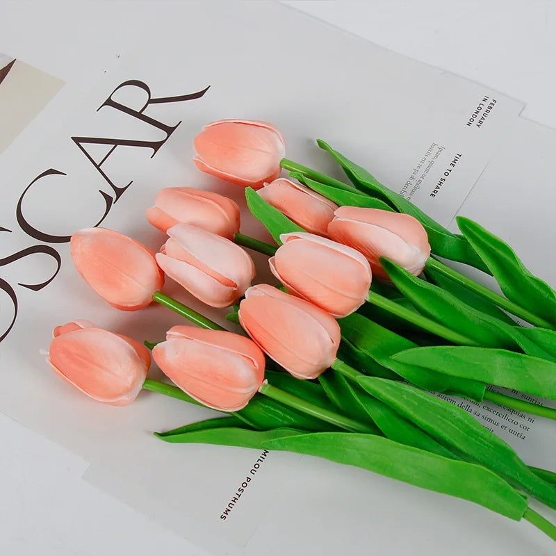 1/3/5/10pcs Tulips Artificial Flowers White Fake Tulips Bouquet Silicone Tulip Flower Home Decor Valentines Gift Wedding Bouquet